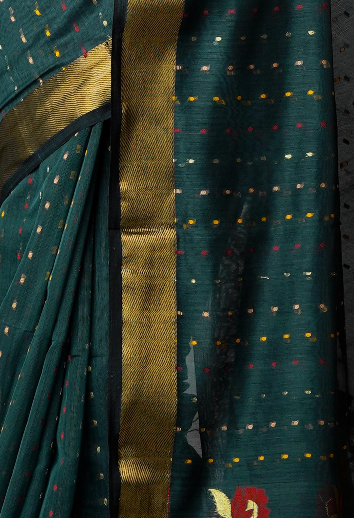 Blue Pure Handloom Dhakai Jamdhani Cotton Silk Saree-UNM70267