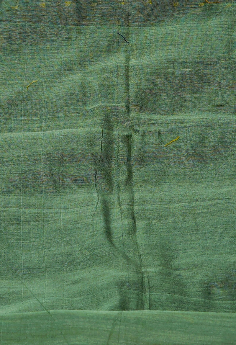 Pista Green Pure Handloom Dhakai Jamdhani Cotton Silk Saree-UNM70268