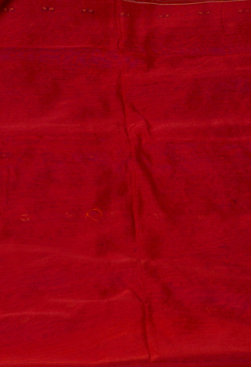 Red Pure Handloom Dhakai Jamdhani Cotton Silk Saree-UNM70270