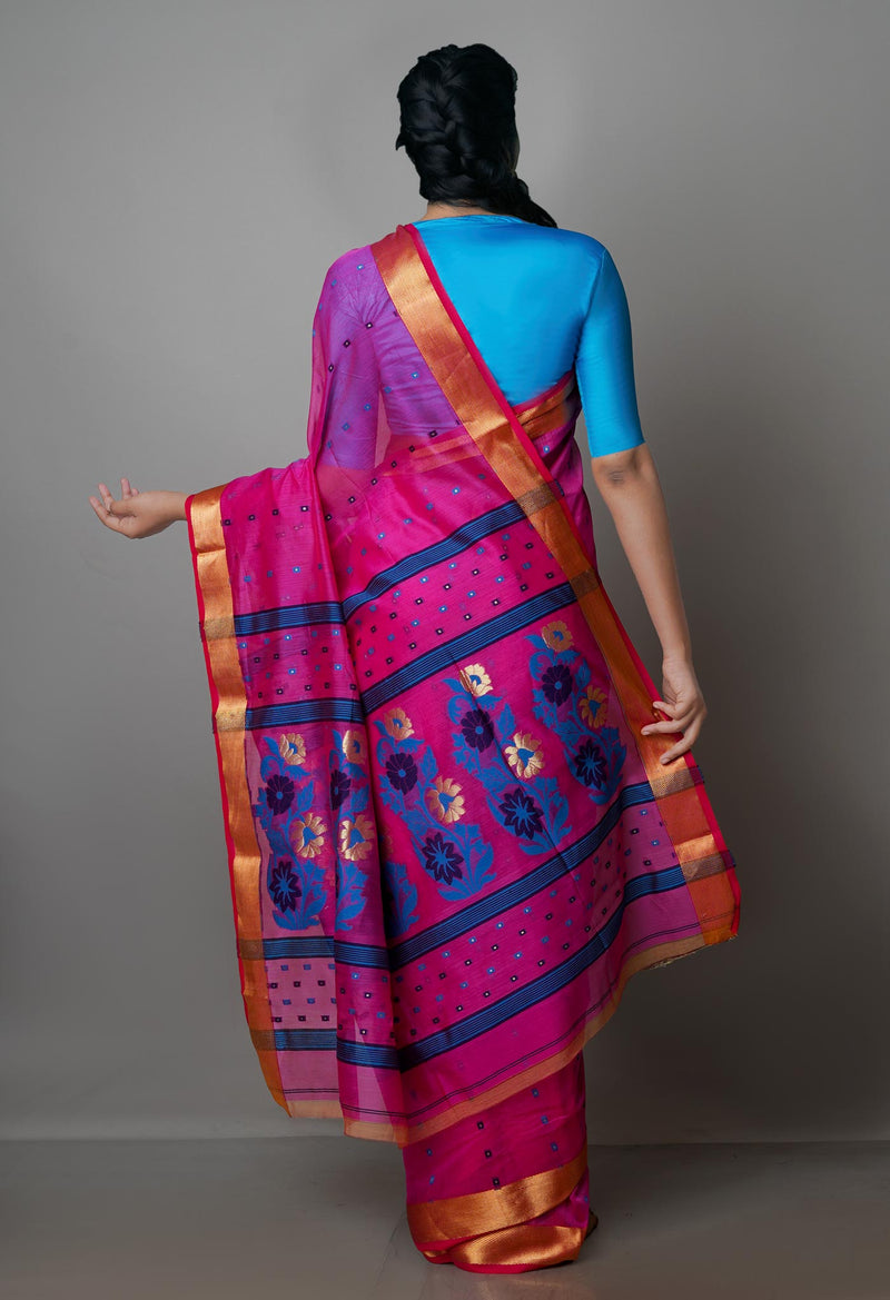 Pink Pure Handloom Dhakai Jamdhani Cotton Silk Saree-UNM70272