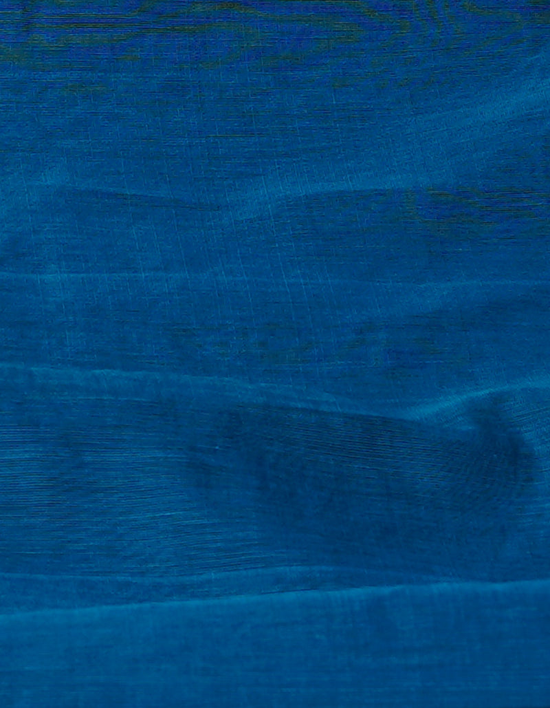 Blue Pure Handloom Dhakai Jamdhani Cotton Silk Saree-UNM70280