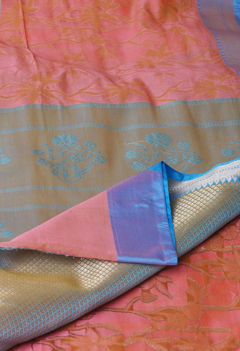 Salmon Red  Fancy Banarasi Silk Saree-UNM70286