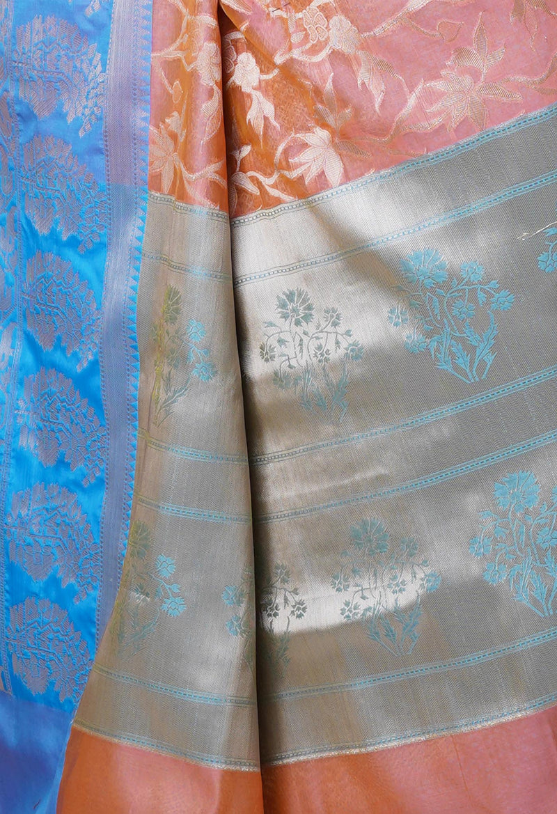 Salmon Red  Fancy Banarasi Silk Saree-UNM70286