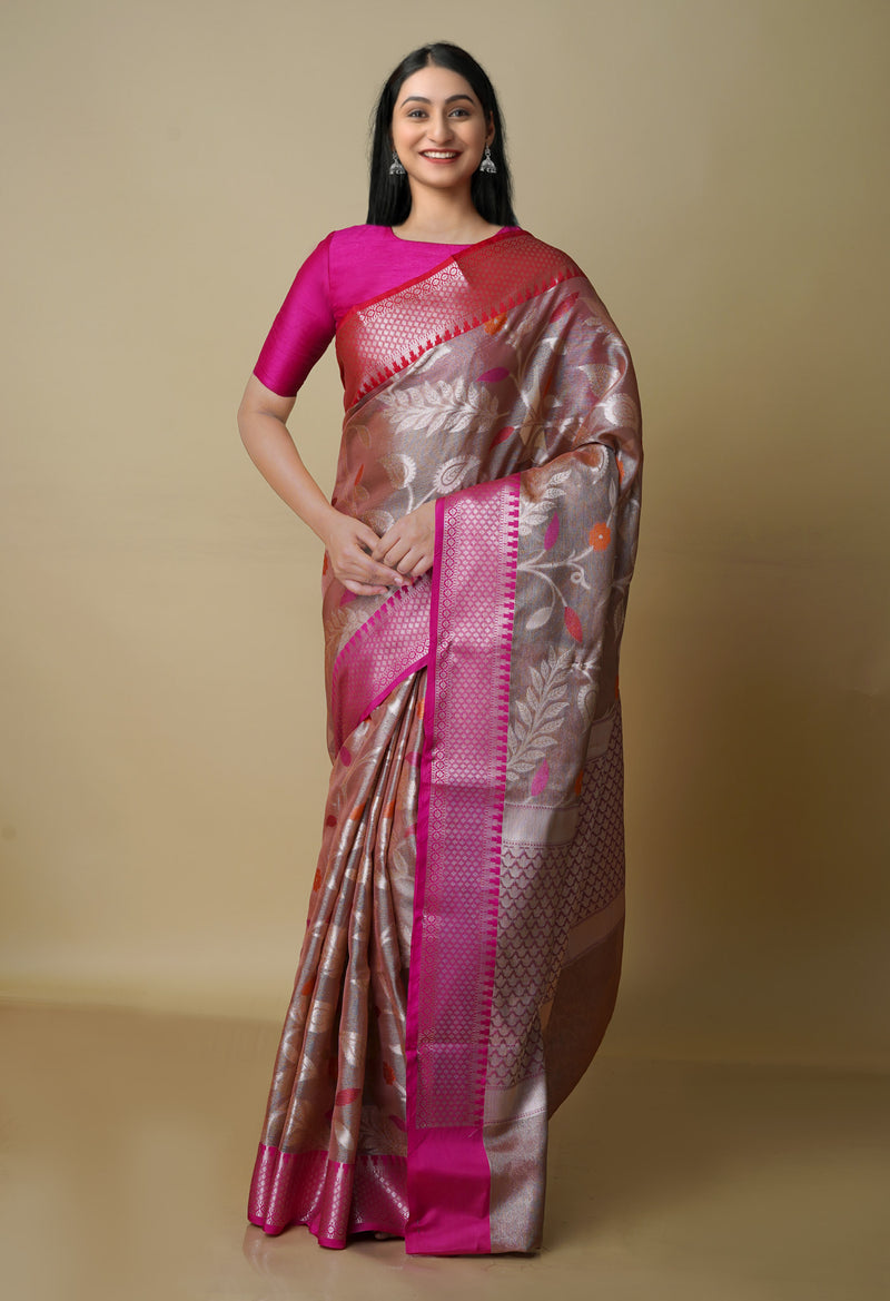 Peach  Fancy Banarasi Silk Saree-UNM70294