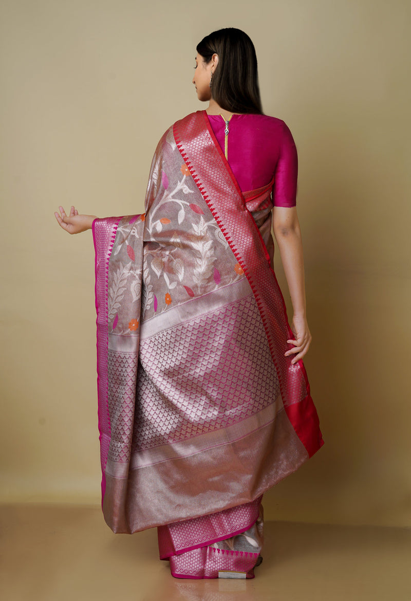 Peach  Fancy Banarasi Silk Saree-UNM70294