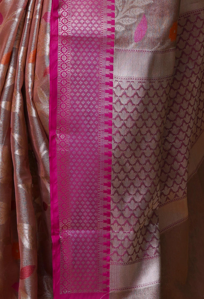 Peach  Fancy Banarasi Silk Saree-UNM70294