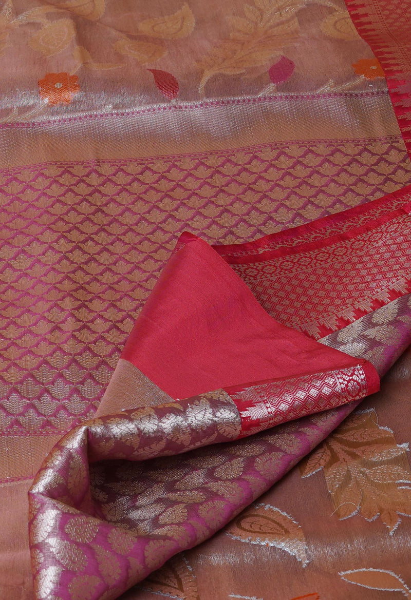 Peach  Fancy Banarasi Silk Saree-UNM70294