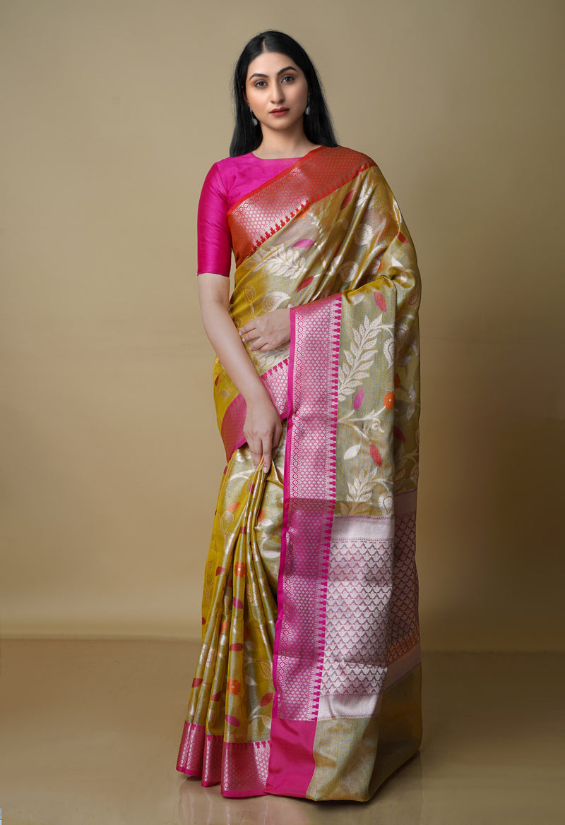 Gold  Fancy Banarasi Silk Saree-UNM70295