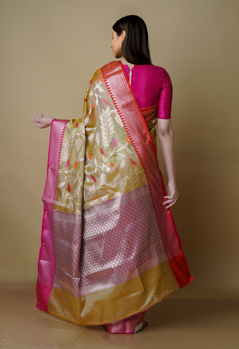 Gold  Fancy Banarasi Silk Saree-UNM70295