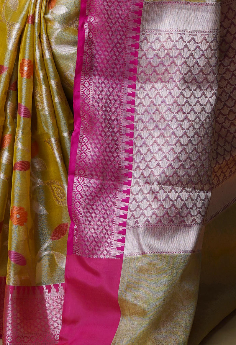 Gold  Fancy Banarasi Silk Saree-UNM70295