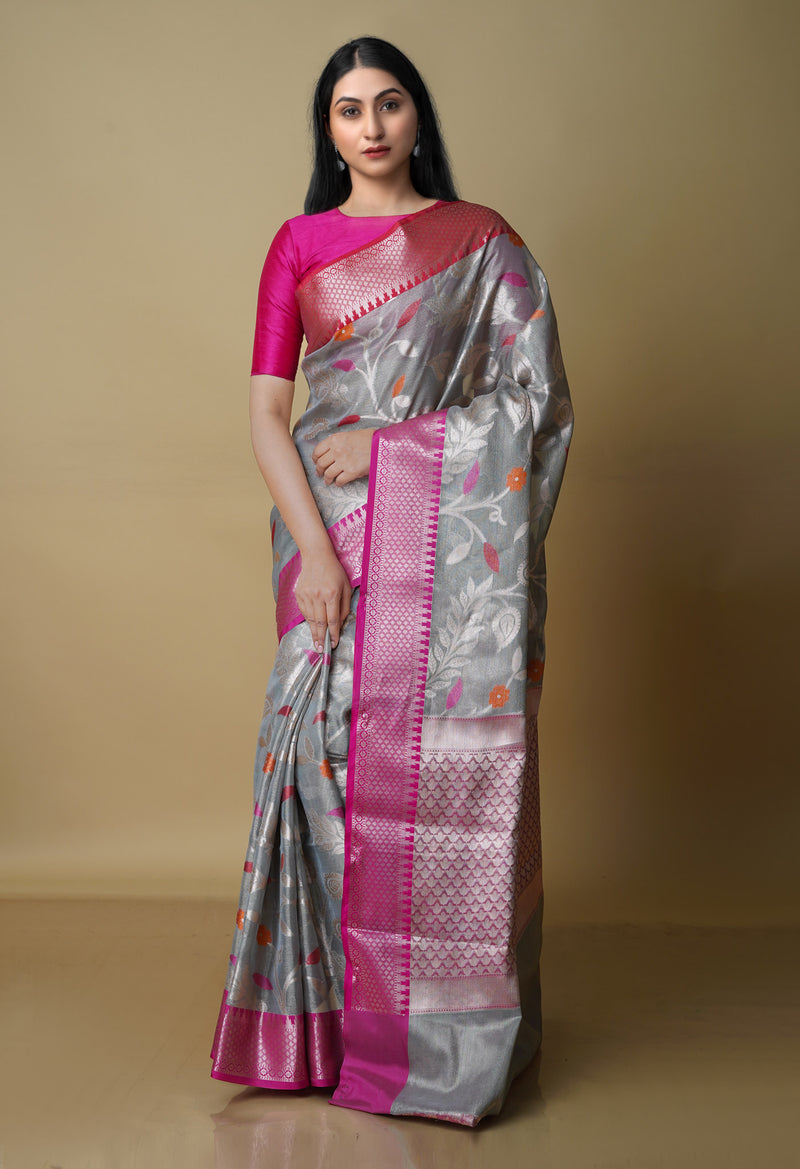 Grey  Fancy Banarasi Silk Saree-UNM70297