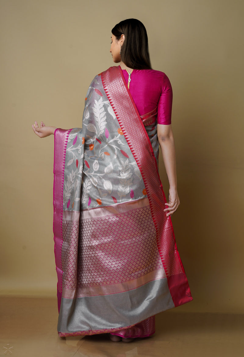 Grey  Fancy Banarasi Silk Saree-UNM70297