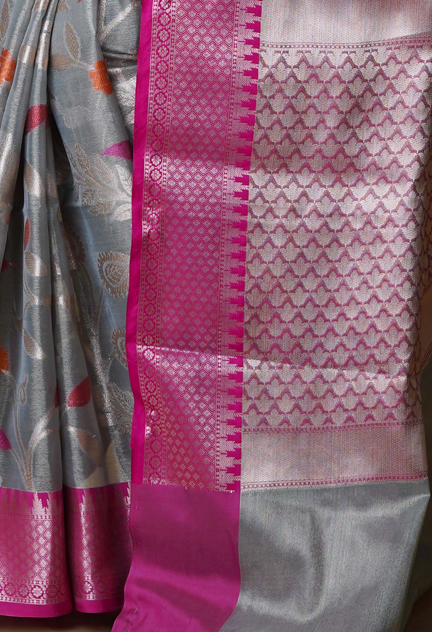 Grey  Fancy Banarasi Silk Saree-UNM70297