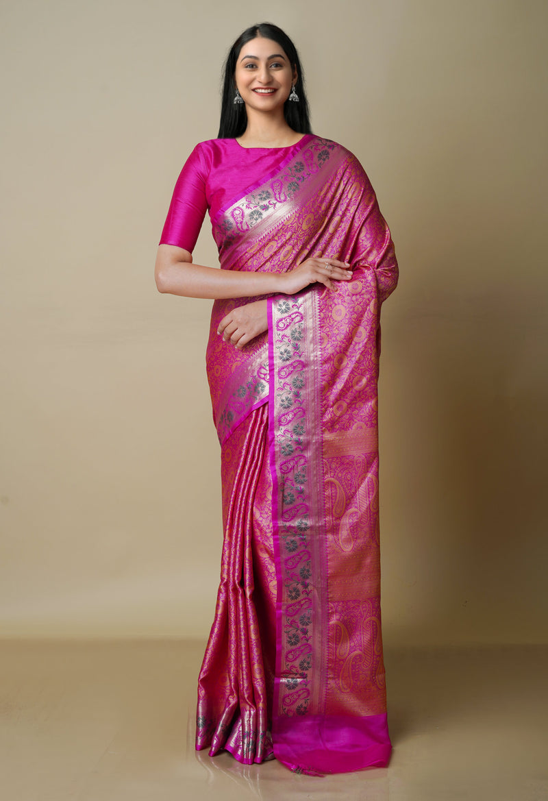 Pink  fancy Banarasi Silk Saree-UNM70313