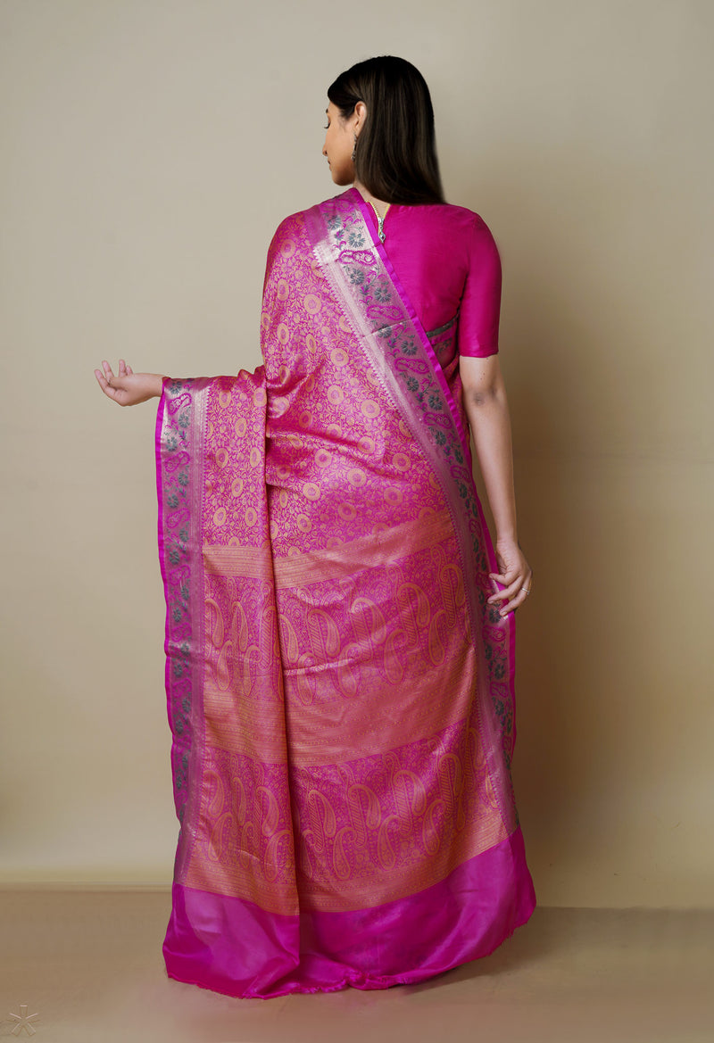 Pink  fancy Banarasi Silk Saree-UNM70313