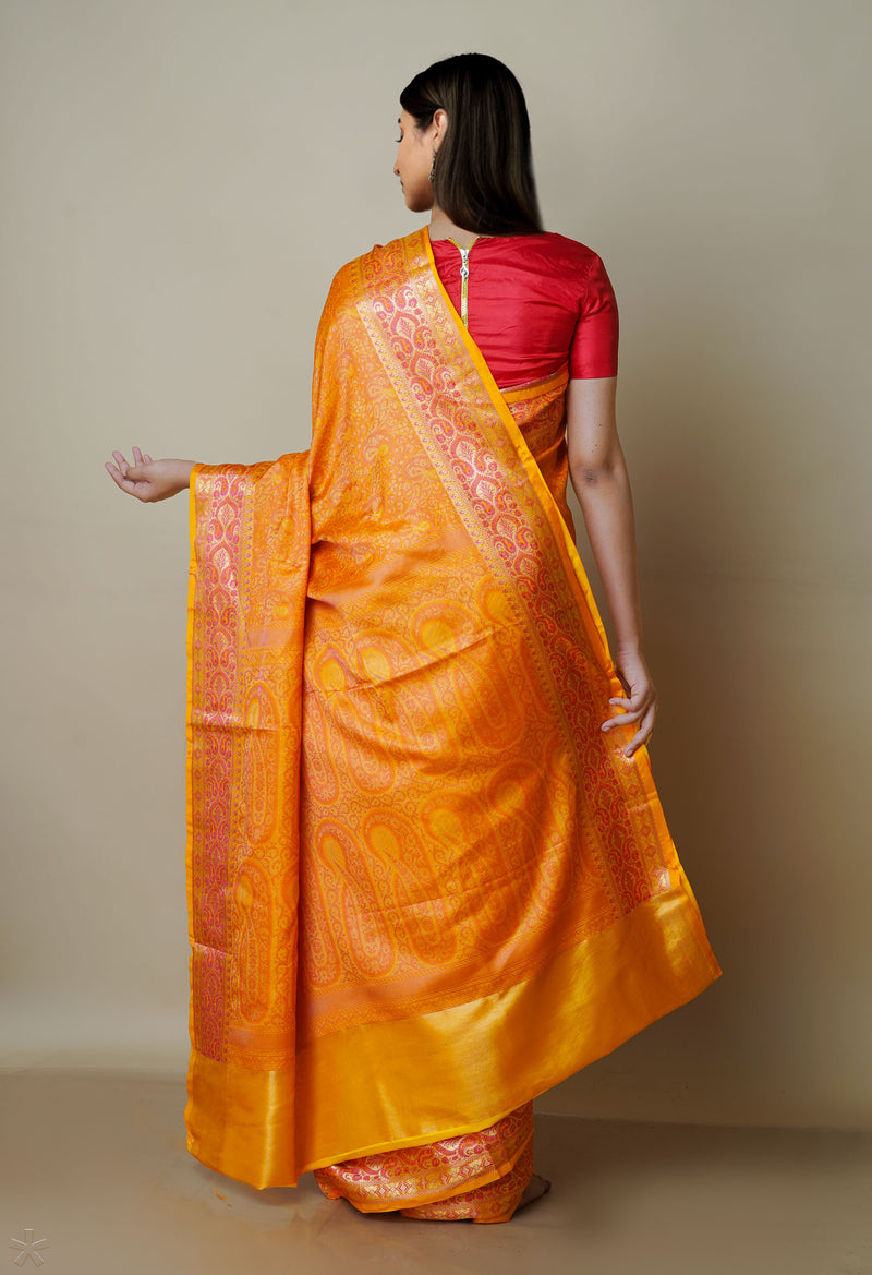 Orange  fancy Banarasi Silk Saree-UNM70314