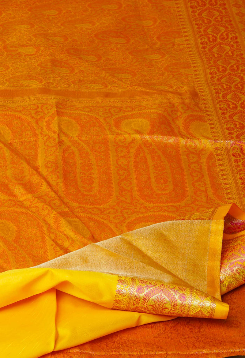 Orange  fancy Banarasi Silk Saree-UNM70314