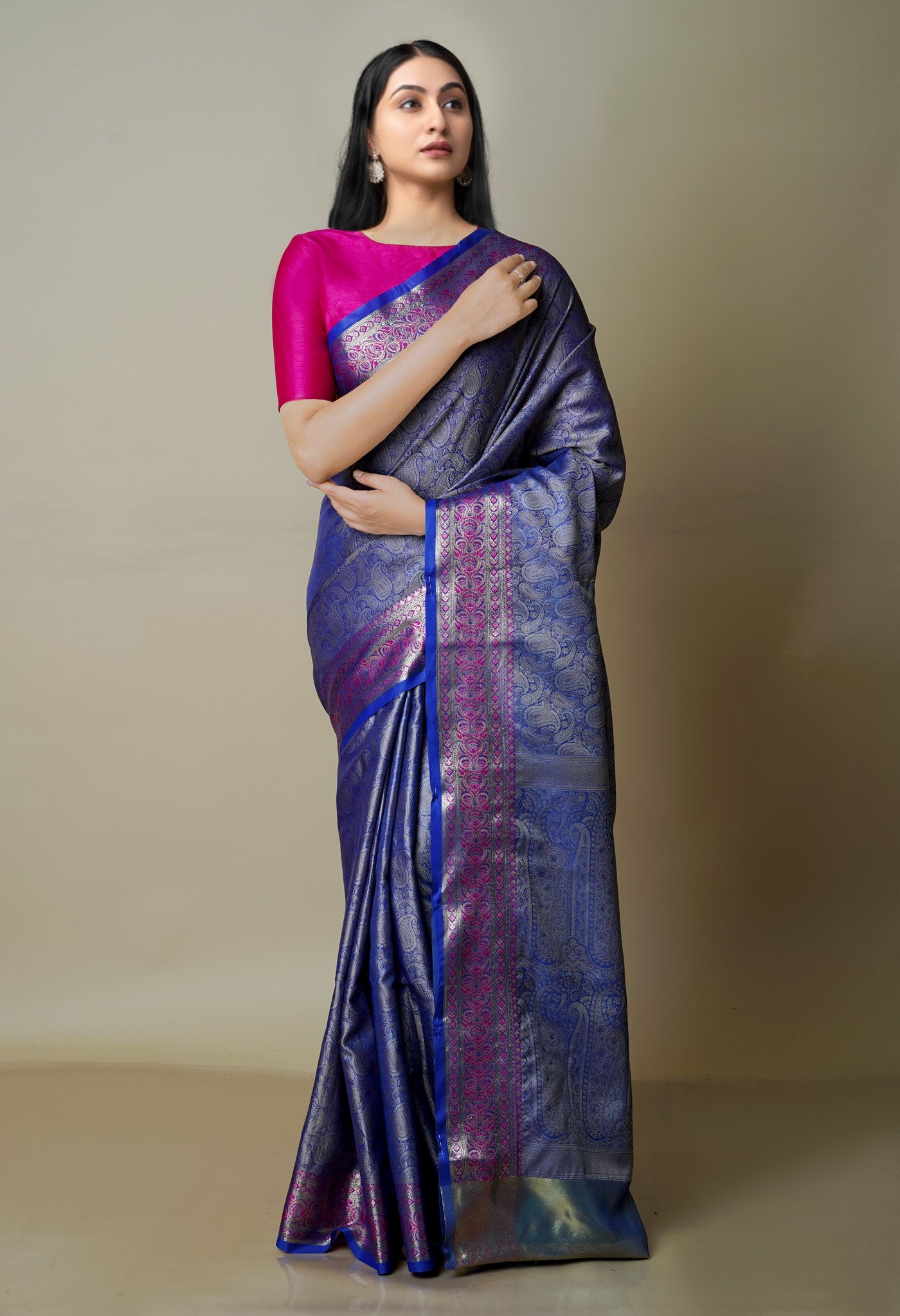 Blue fancy Banarasi Silk Saree
