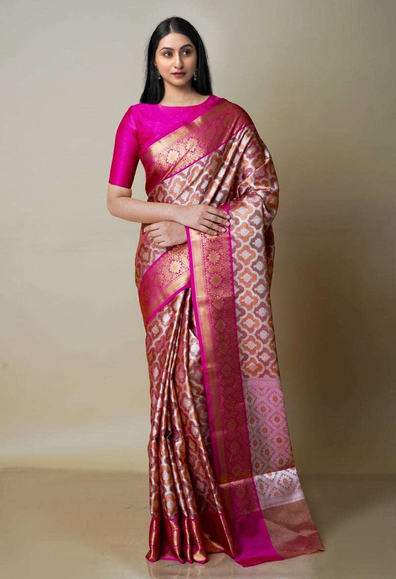 Peach -Multi  fancy Banarasi Silk Saree-UNM70319