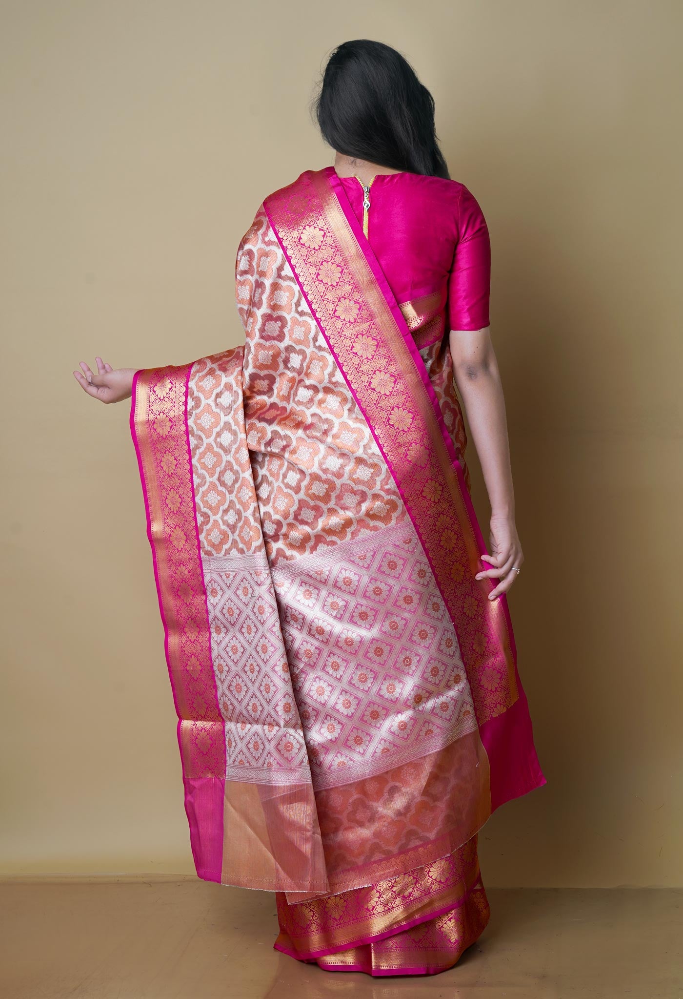Peach -Multi  fancy Banarasi Silk Saree-UNM70319