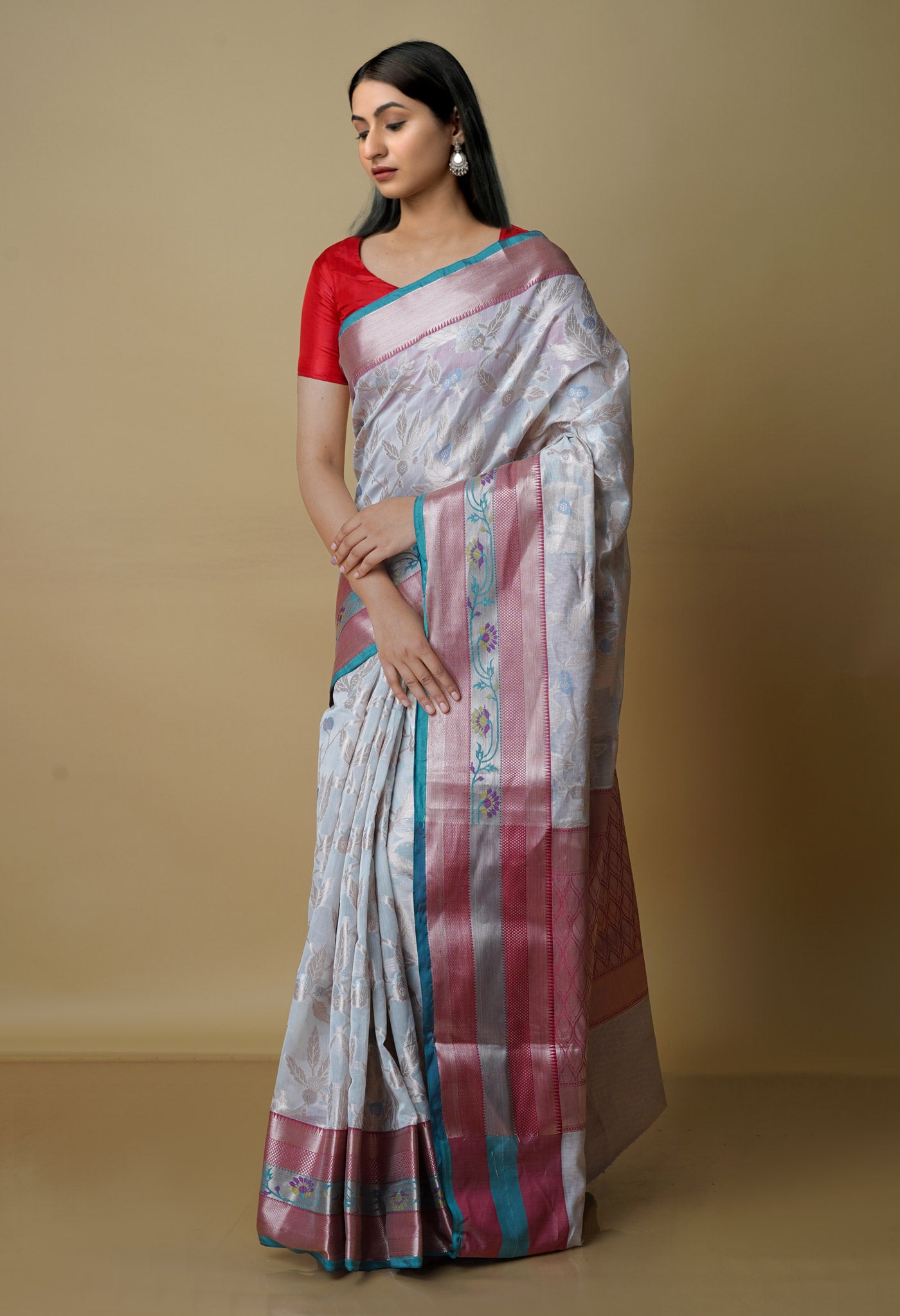 Beige Fancy Banarasi Silk Saree