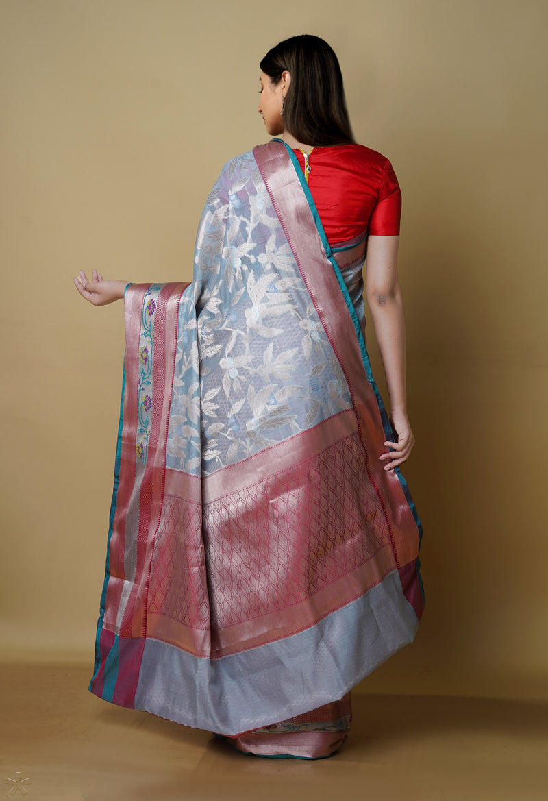 Light Blue  Fancy Banarasi Silk Saree-UNM70323