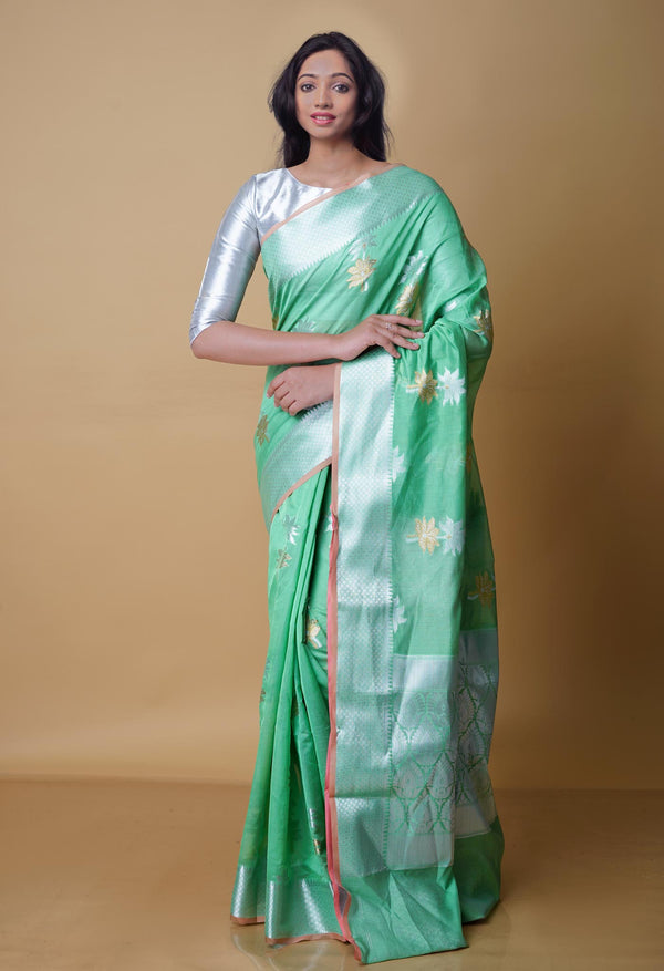 Sea Green  fancy Banarasi Silk Saree-UNM70325