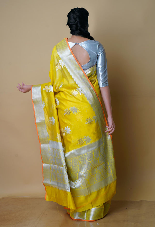 Yellow  fancy Banarasi Silk Saree-UNM70326