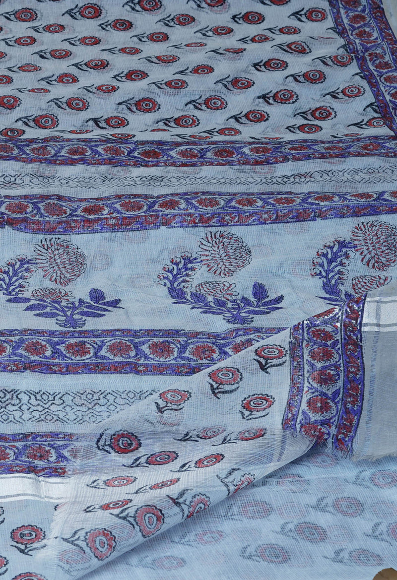 Beige Pure  Kota Block Printed Cotton Saree-UNM70331