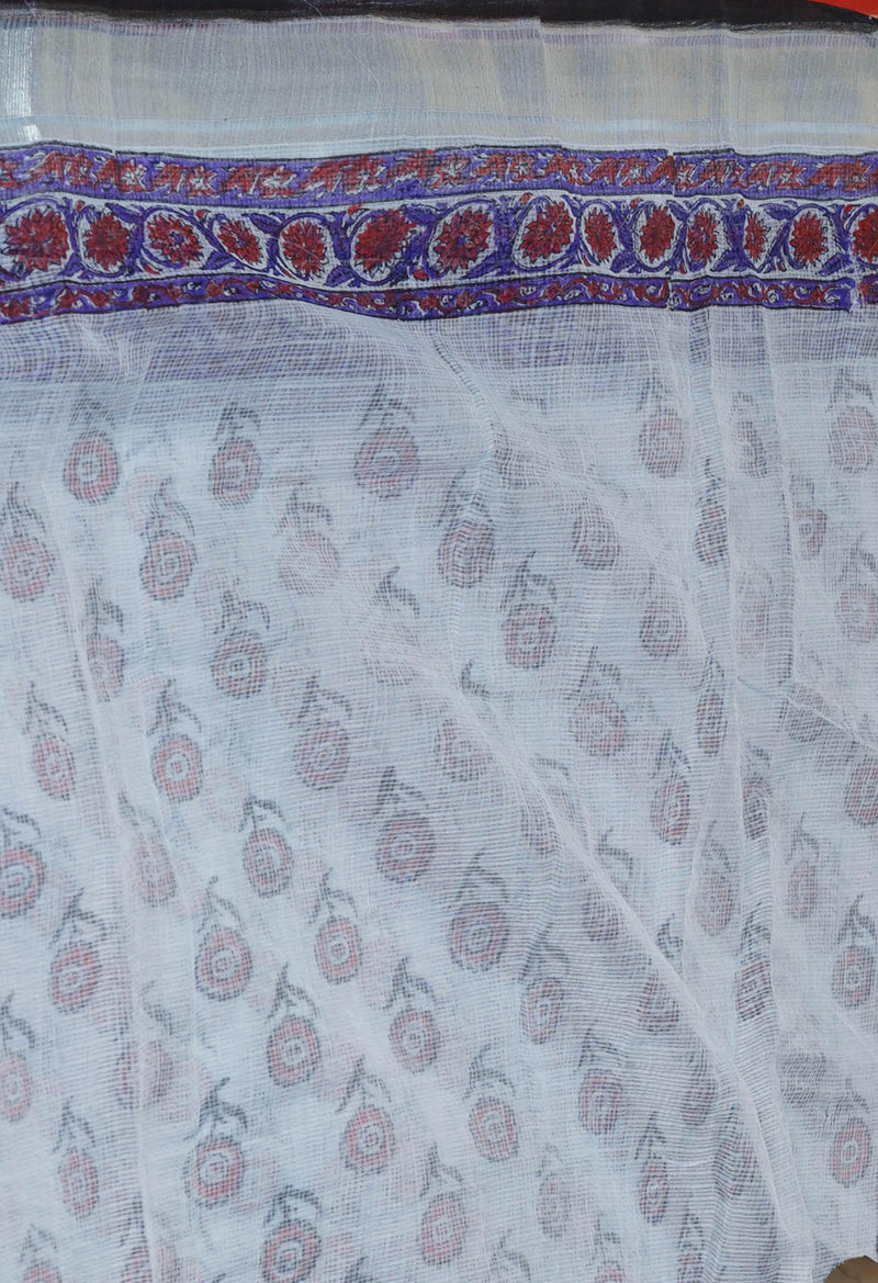 Beige Pure  Kota Block Printed Cotton Saree-UNM70331