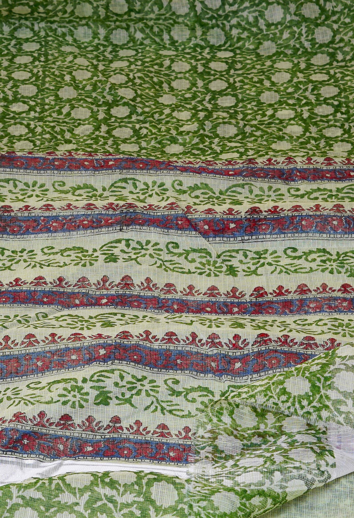 Green Pure  Kota Block Printed Cotton Saree-UNM70332