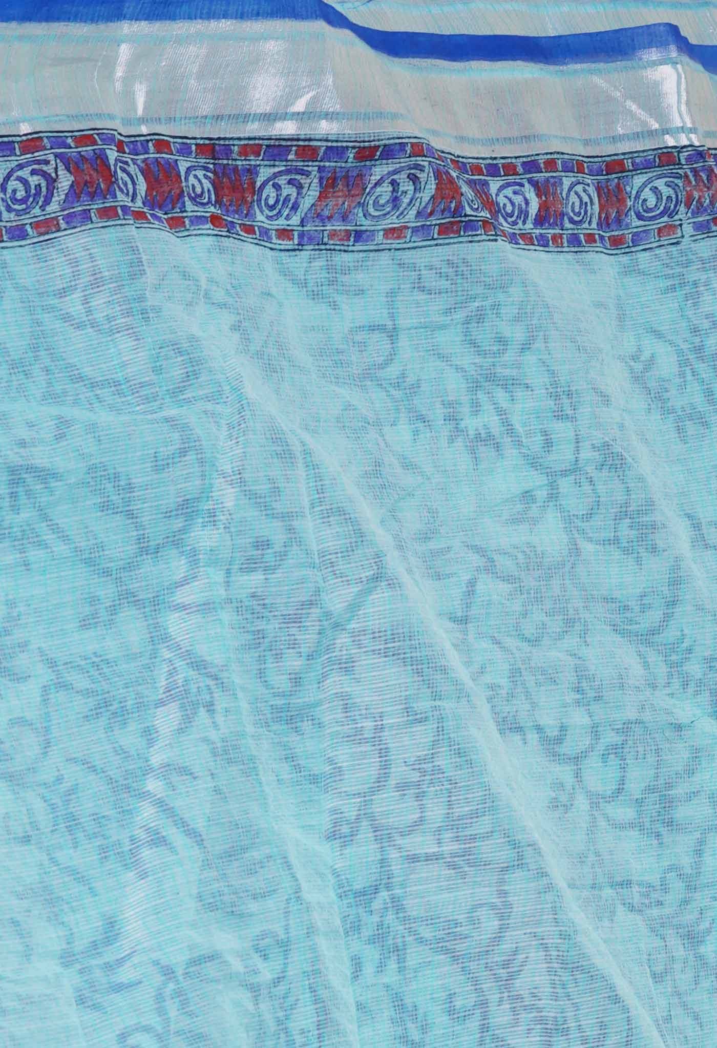 Sea Green Pure  Kota Block Printed Cotton Saree-UNM70334
