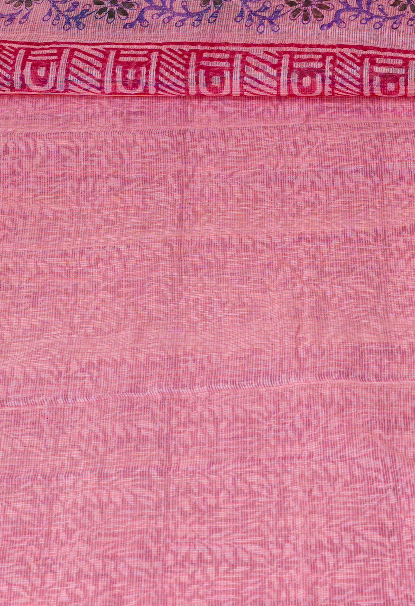 Dark Pink Pure  Kota Block Printed Cotton Saree-UNM70337