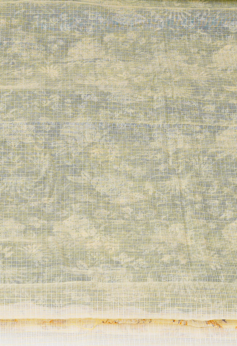 Olive Green Pure  Kota Block Printed Cotton Saree-UNM70338
