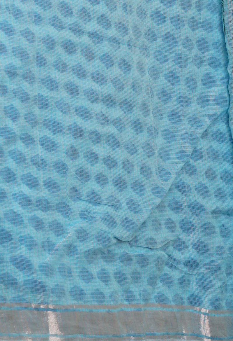 Light Blue Pure  Kota Block Printed Cotton Saree-UNM70345