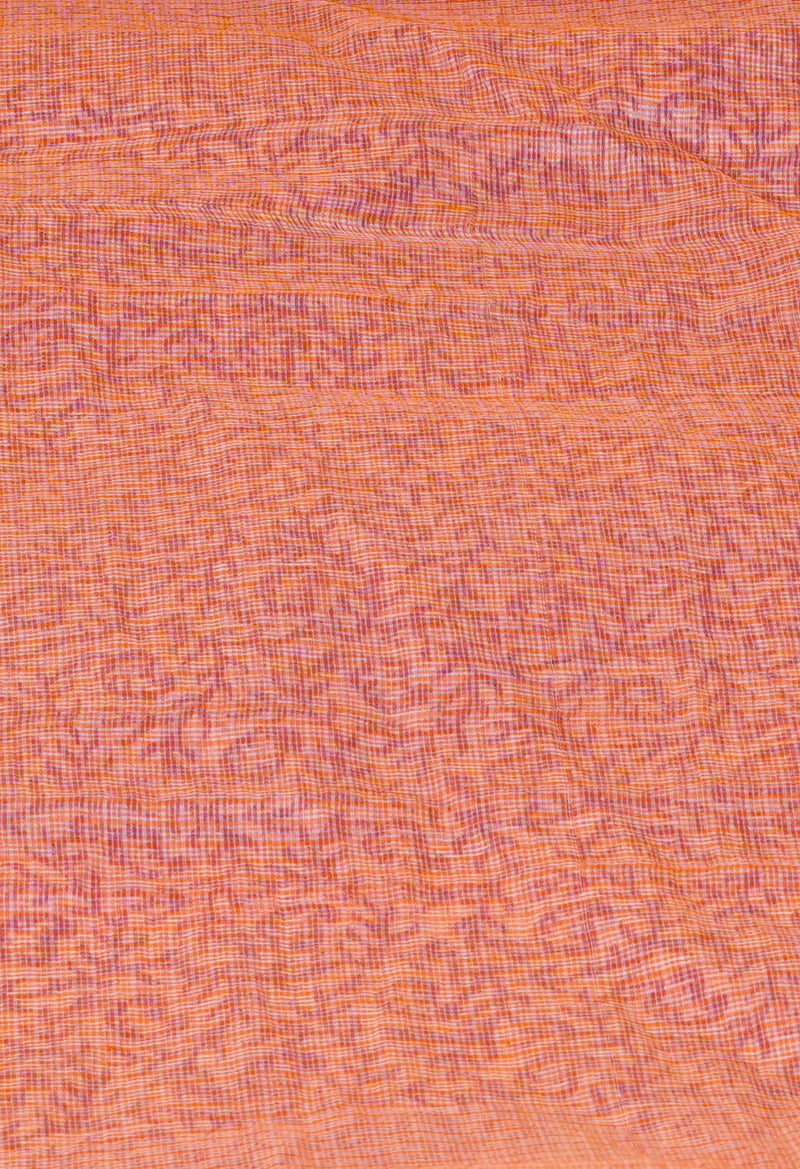 Peach Red Pure  Kota Block Printed Cotton Saree-UNM70351