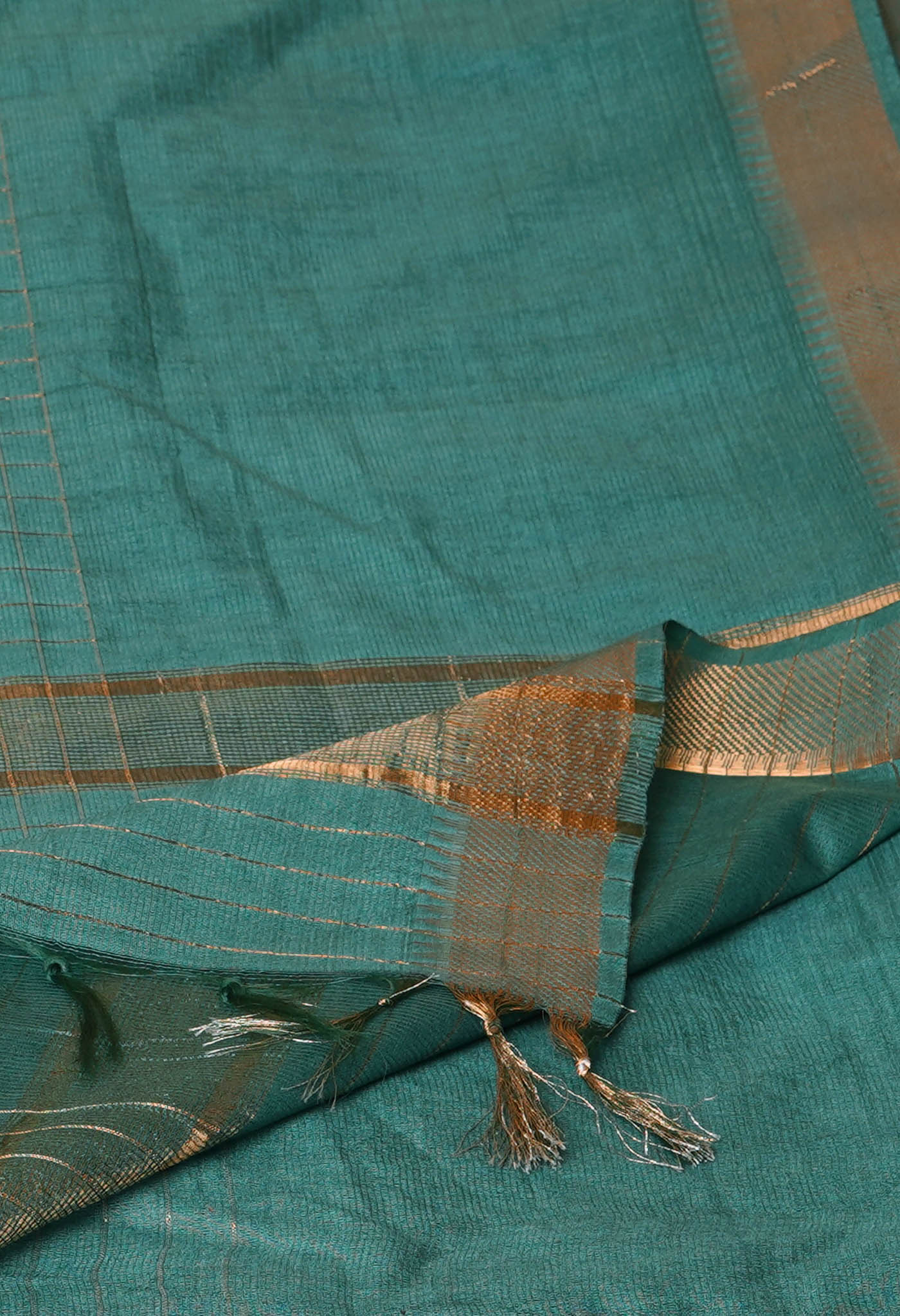 Teal Green  Mangalagiri Checks Sico Saree-UNM70392