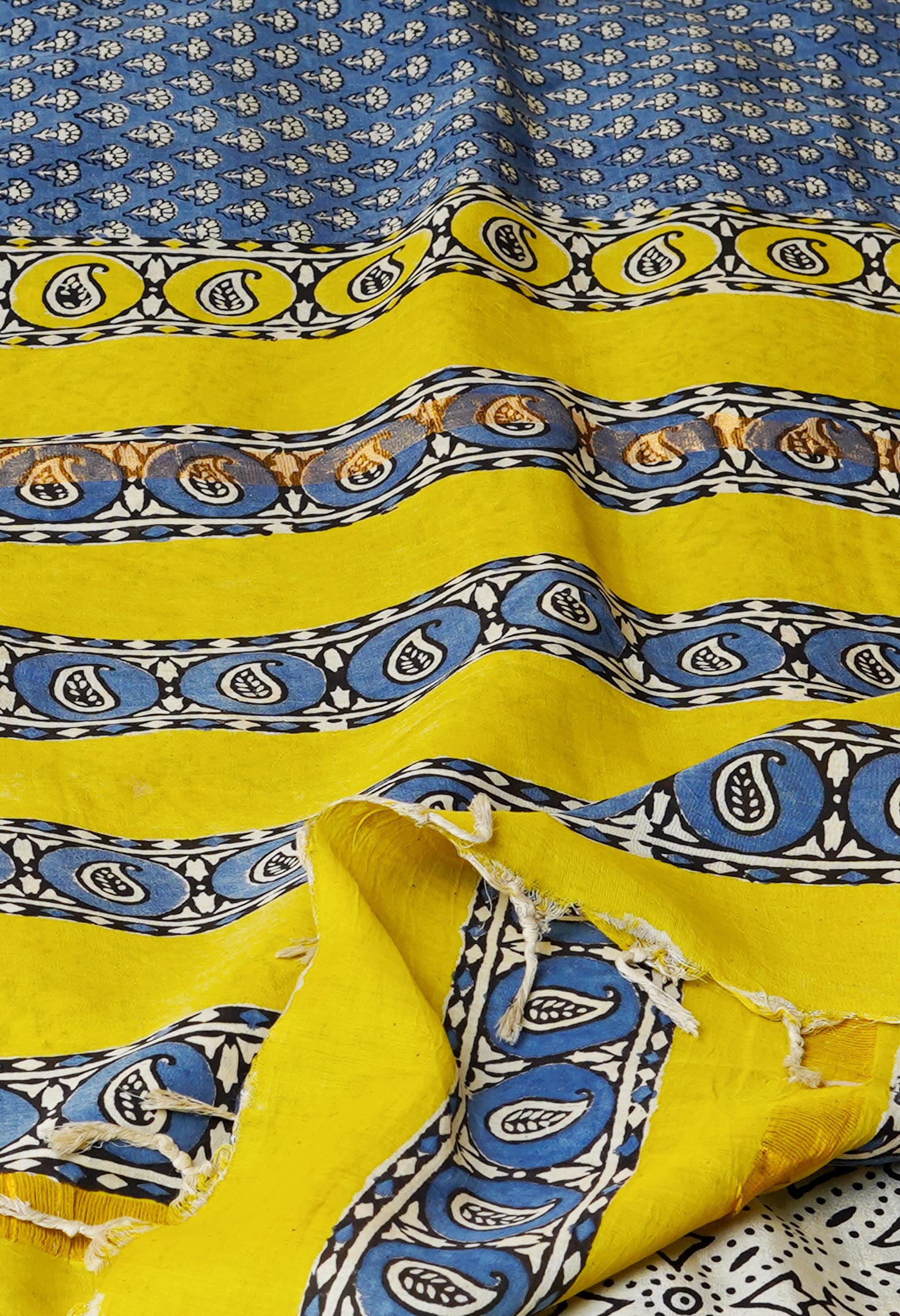 Blue Pure  Preet Bagru Printed Chanderi Soft Silk Saree-UNM70416
