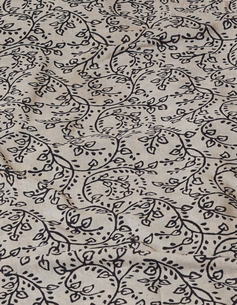 Black Pure  Preet Bagru Printed Chanderi Soft Silk Saree-UNM70417