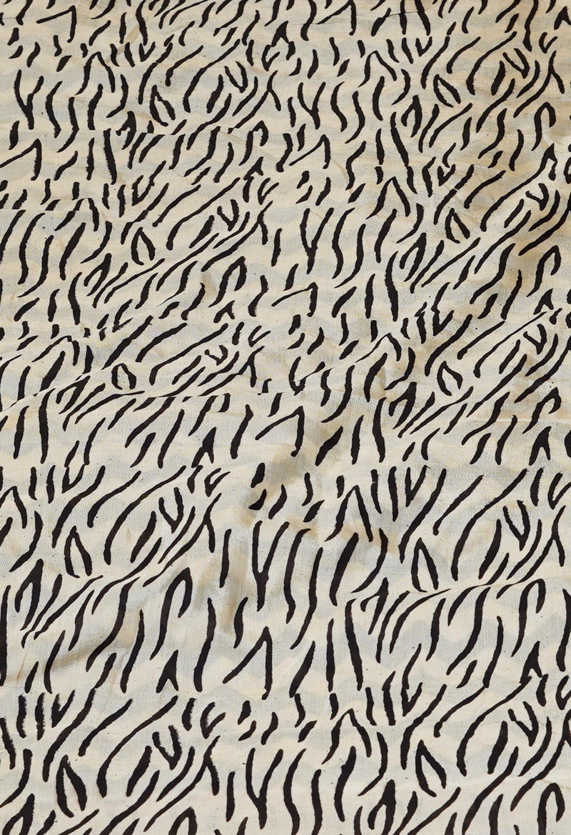 Beige Pure  Preet Bagru Printed Chanderi Soft Silk Saree-UNM70423