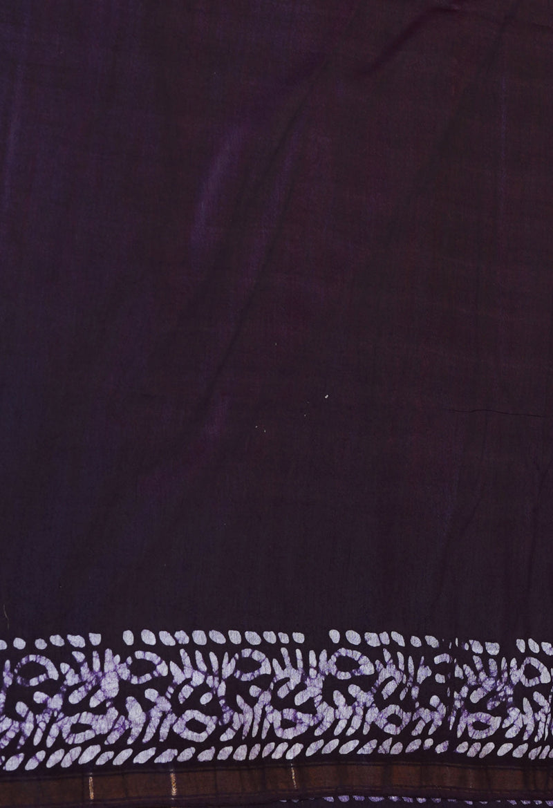 Red-Dark Purple Pure  Batik Chanderi Silk Saree-UNM70443