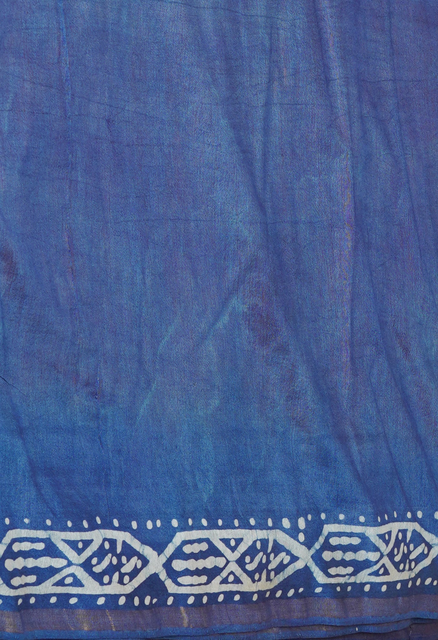 Yellow-Sky Blue Pure  Batik Chanderi Silk Saree-UNM70460