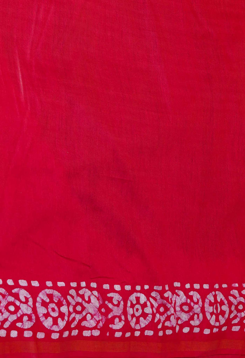 Navy Blue-Pink Pure  Batik Chanderi Silk Saree-UNM70472