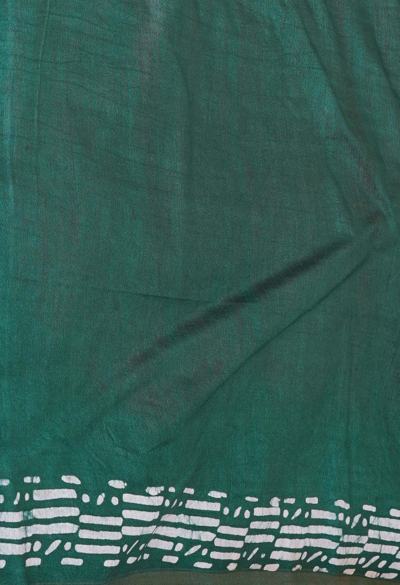 Orange-Dark Green Pure  Batik Chanderi Silk Saree-UNM70474