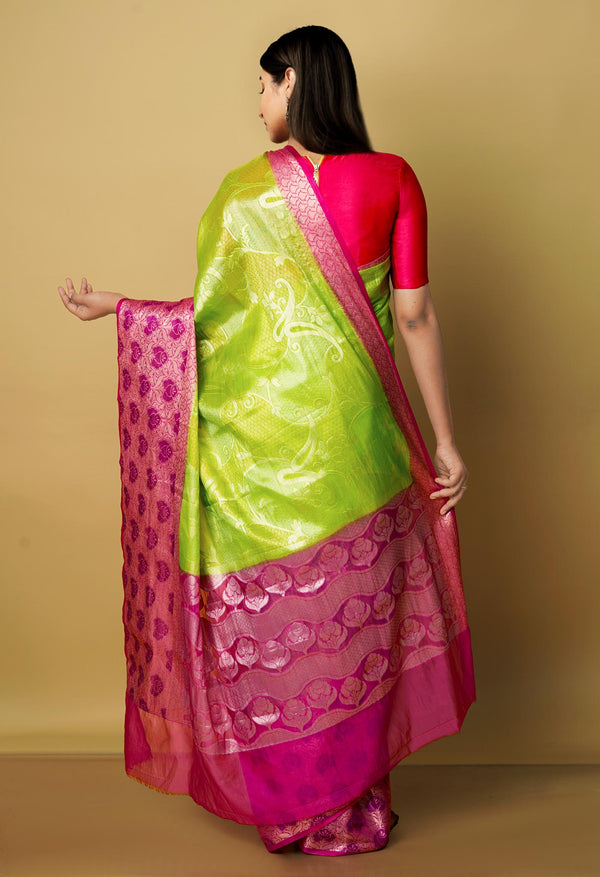 Apple Green  Fancy Banarasi silk Saree-UNM70509