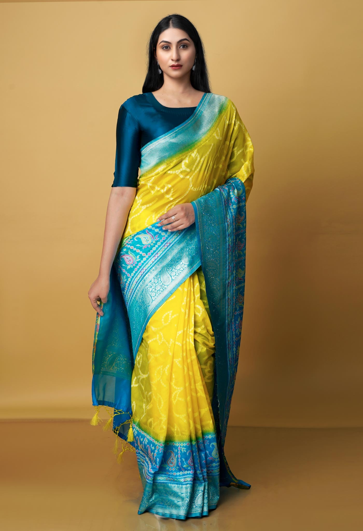 Lemon Yellow  Fancy Banarasi silk Saree-UNM70511