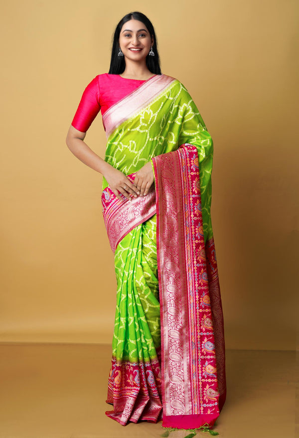 Parrot Green   Fancy Banarasi silk Saree-UNM70512