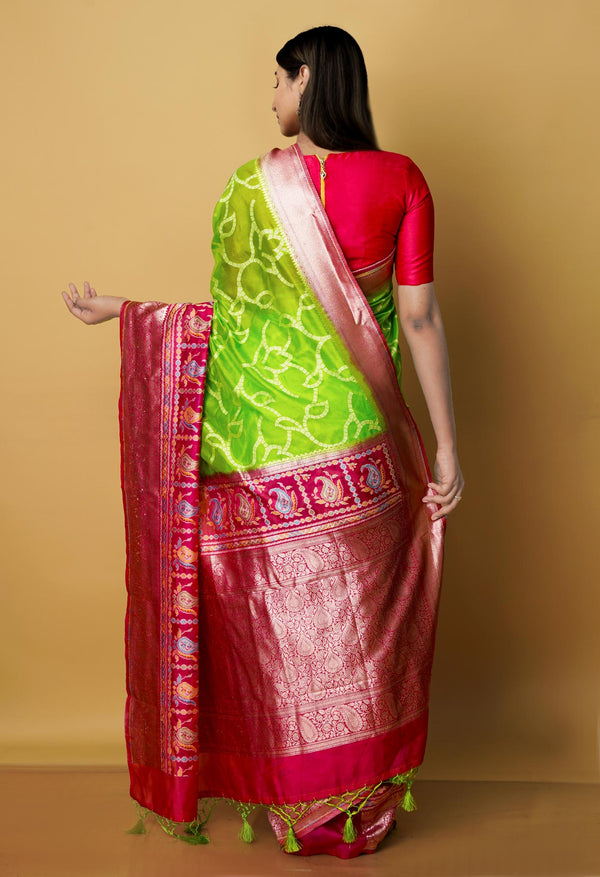 Parrot Green   Fancy Banarasi silk Saree-UNM70512