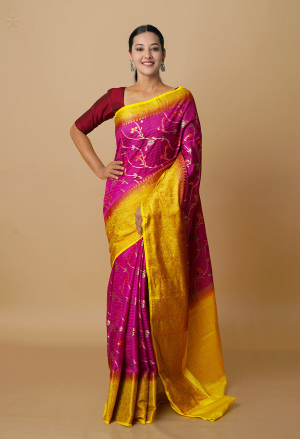 Violet  Fancy Banarasi silk Saree-UNM70514