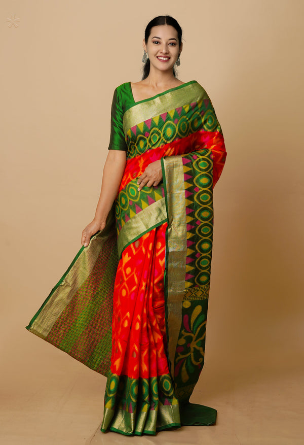 Cherry Red  Fancy Banarasi silk Saree-UNM70519